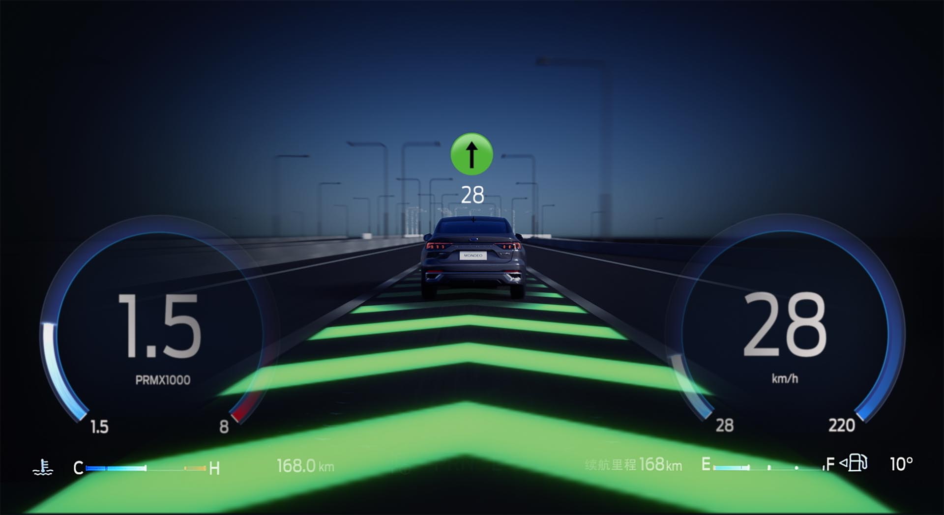 福特车路协同系统可以将前方路口的红绿灯状态等信息非常直观地显示在仪表盘上.jpg