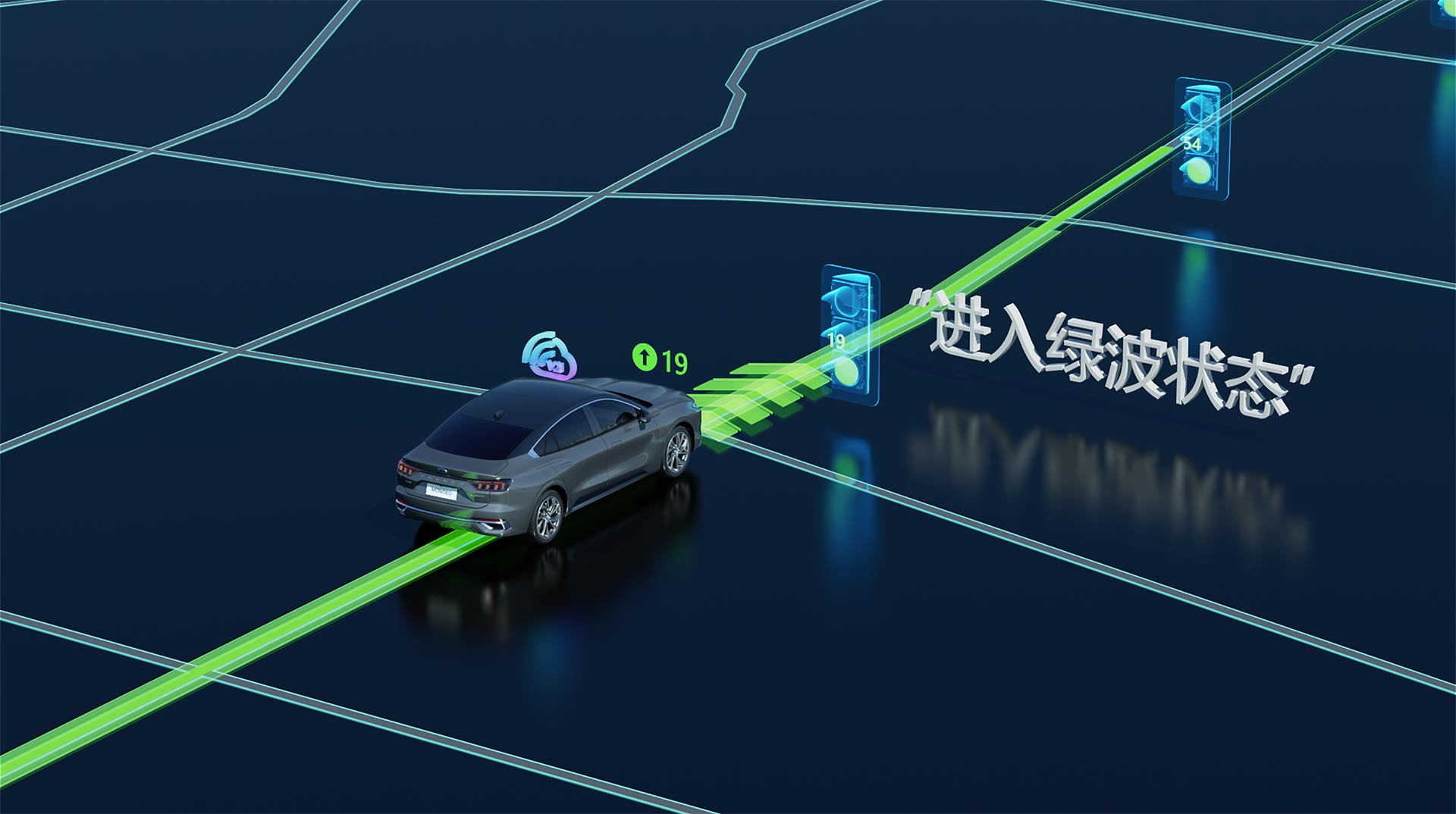 福特车路协同系统的绿波车速引导能够有效提升通行效率.jpg